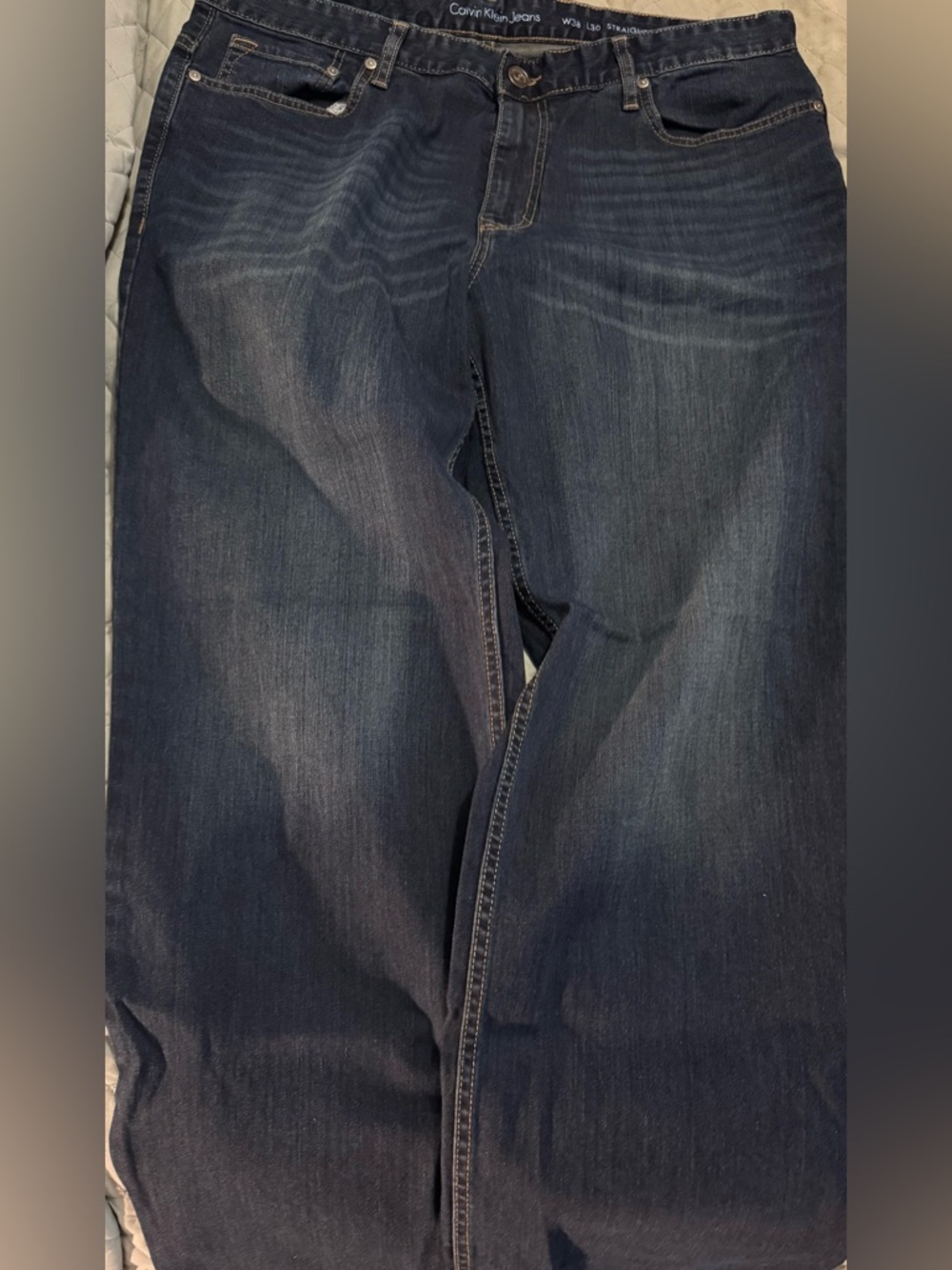 Calvin Klein Jeans Men’s Dark Blue Relaxed Straight Jeans 38x30